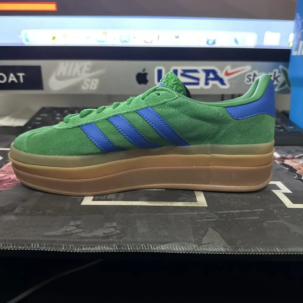 New Women's Size 7 Adidas Gazelle Bold Green Blue IE1370